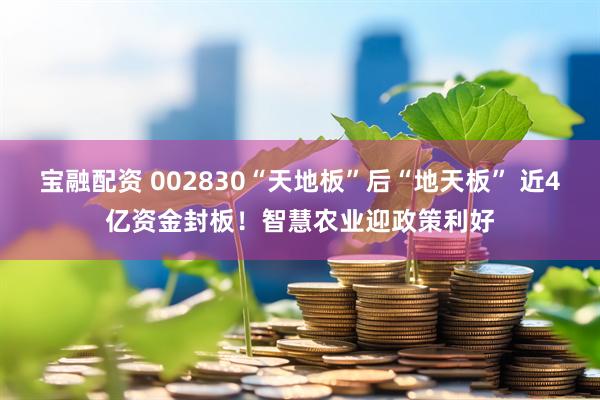 宝融配资 002830“天地板”后“地天板” 近4亿资金封板！智慧农业迎政策利好